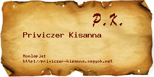 Priviczer Kisanna névjegykártya